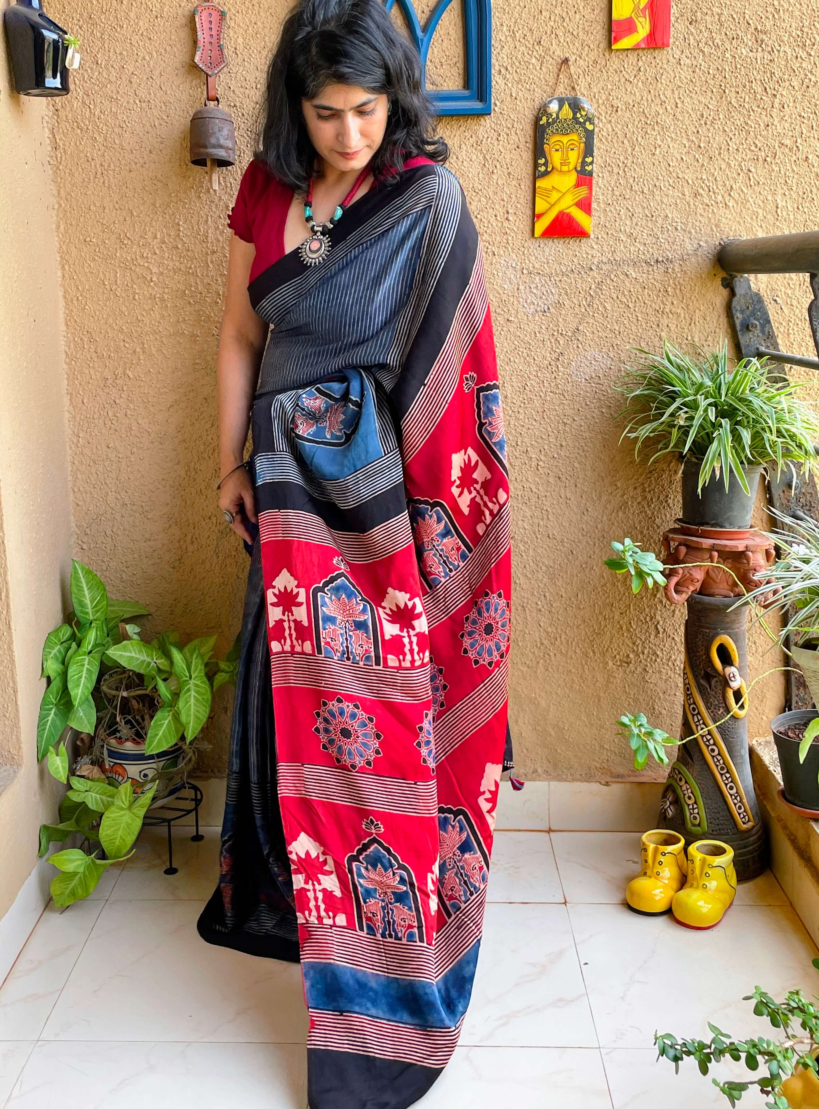 Ajrakh Modal Silk Sarees – For Sarees