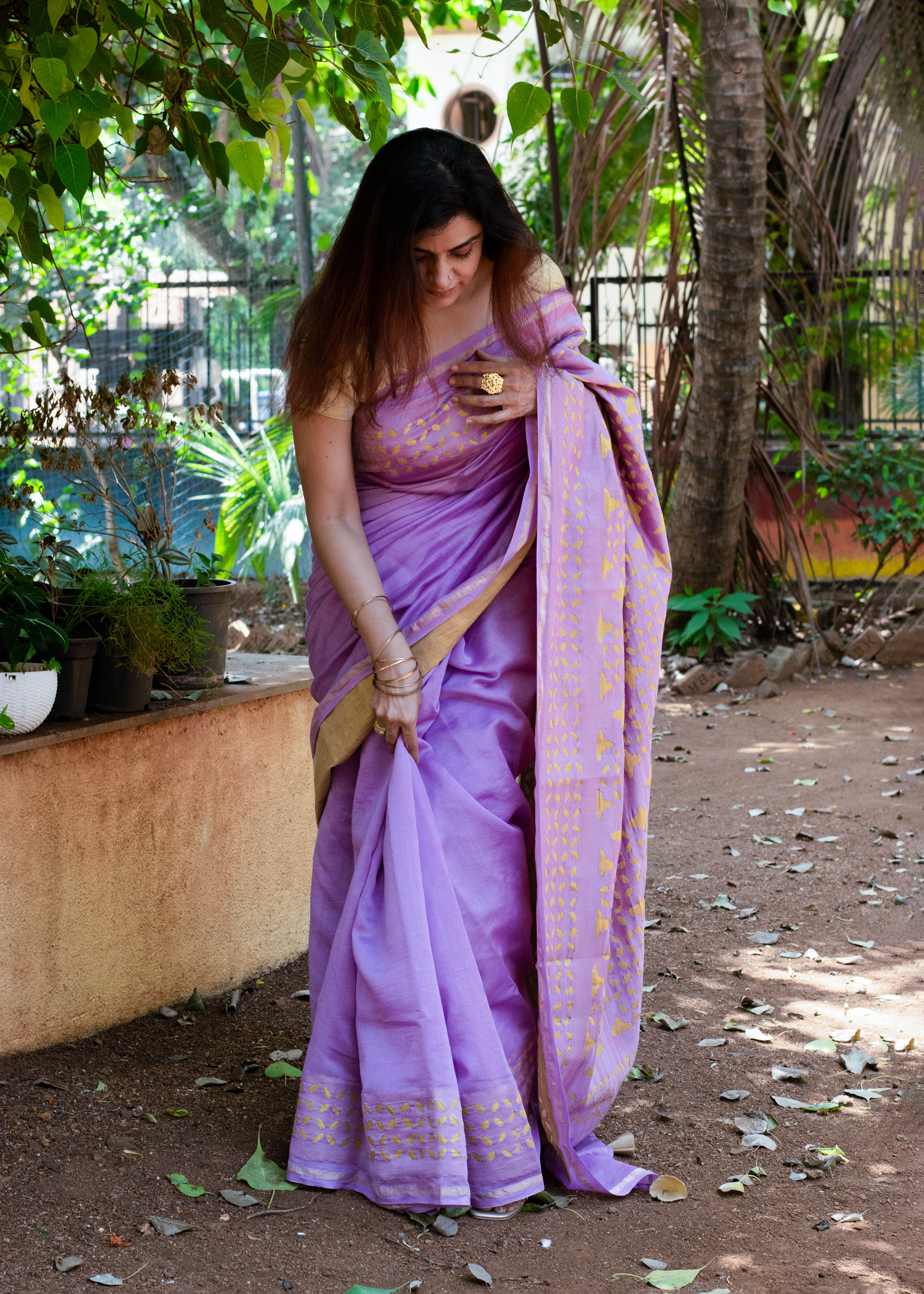 Lavender Woven Chanderi Cotton Saree – Beatitude