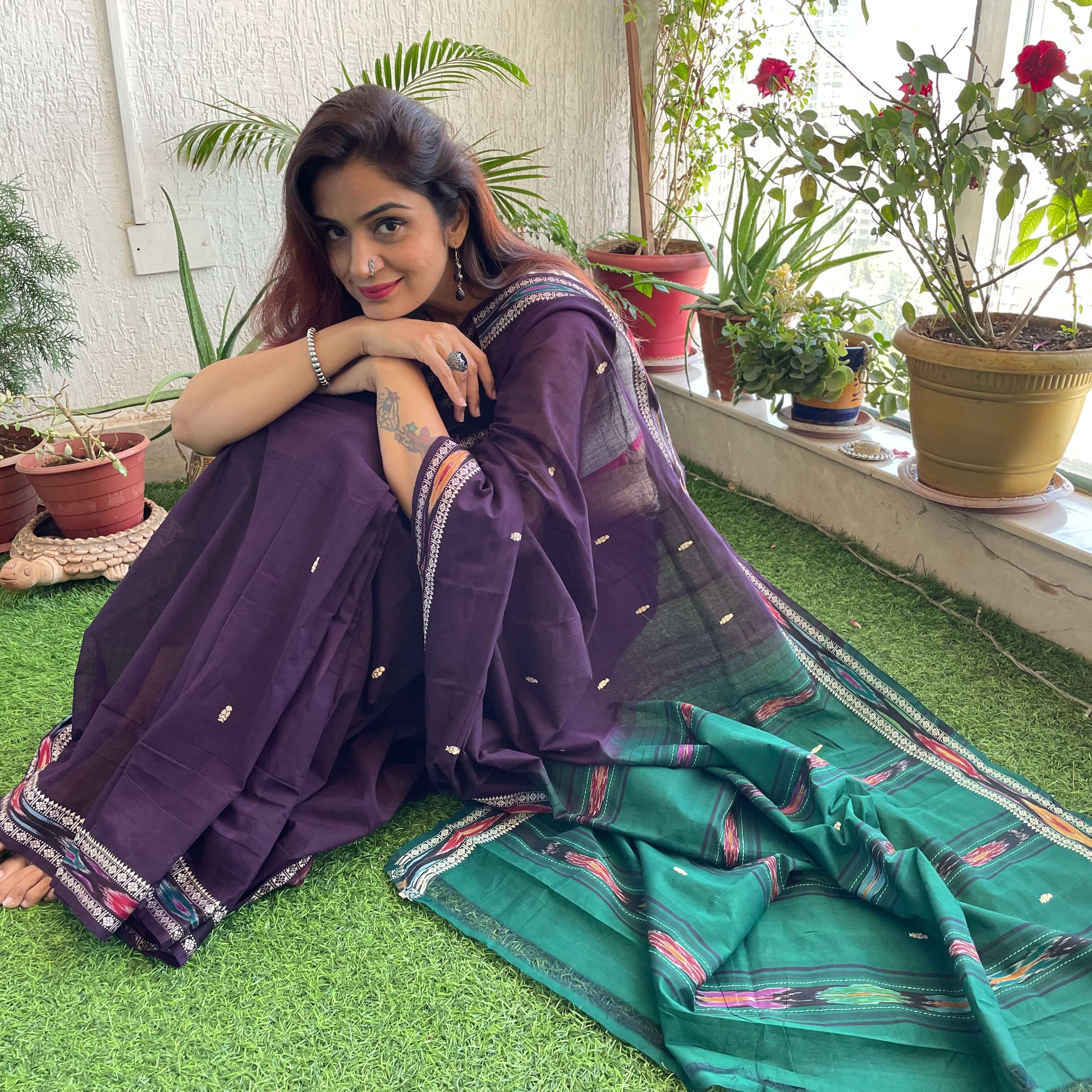 Ikkat cotton outlet sarees online