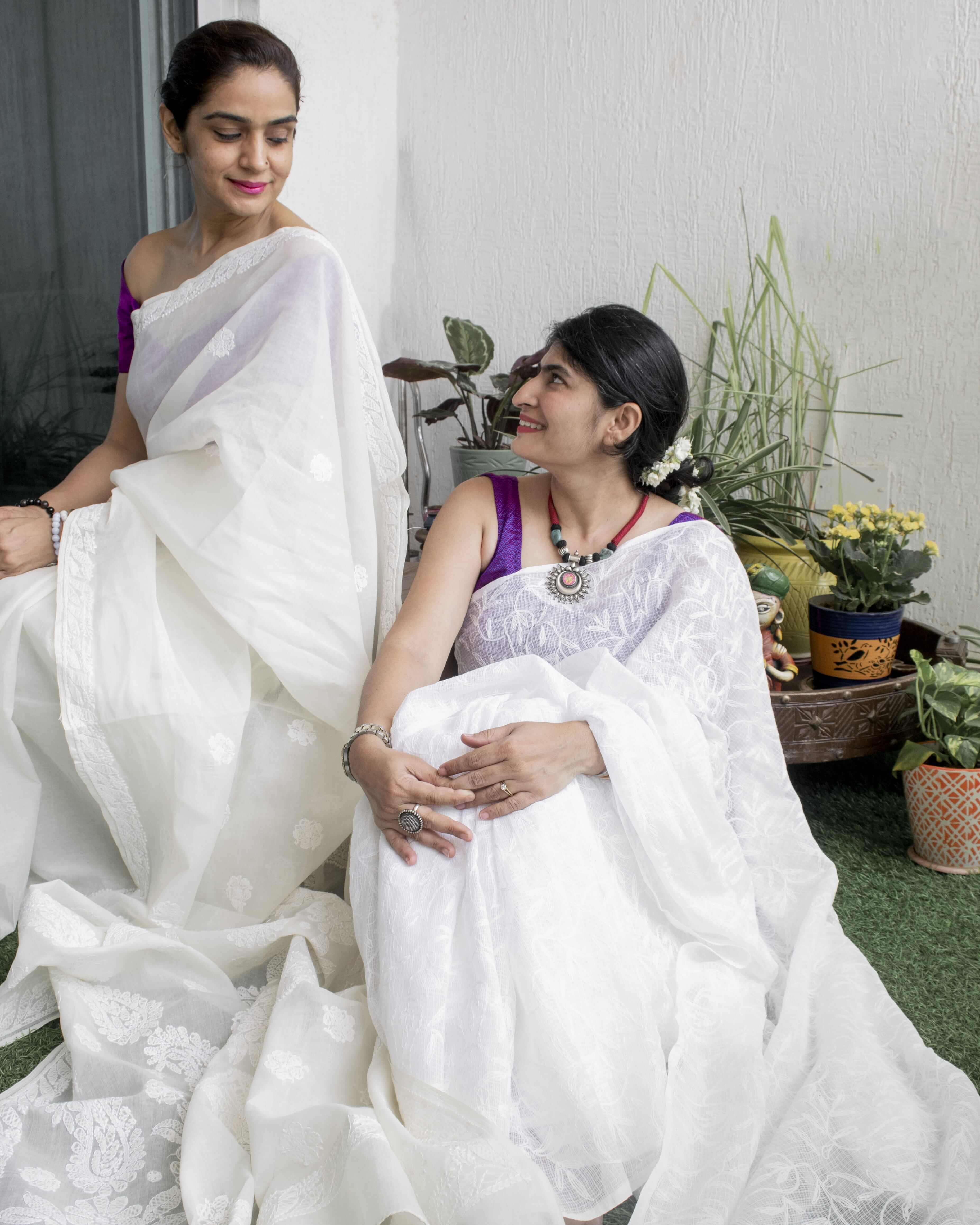 Lucknowi chikankari pure georgette saree – Malhotra's Indian Heritage