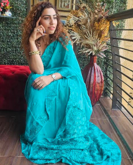 Elite Aqua Blue Saree