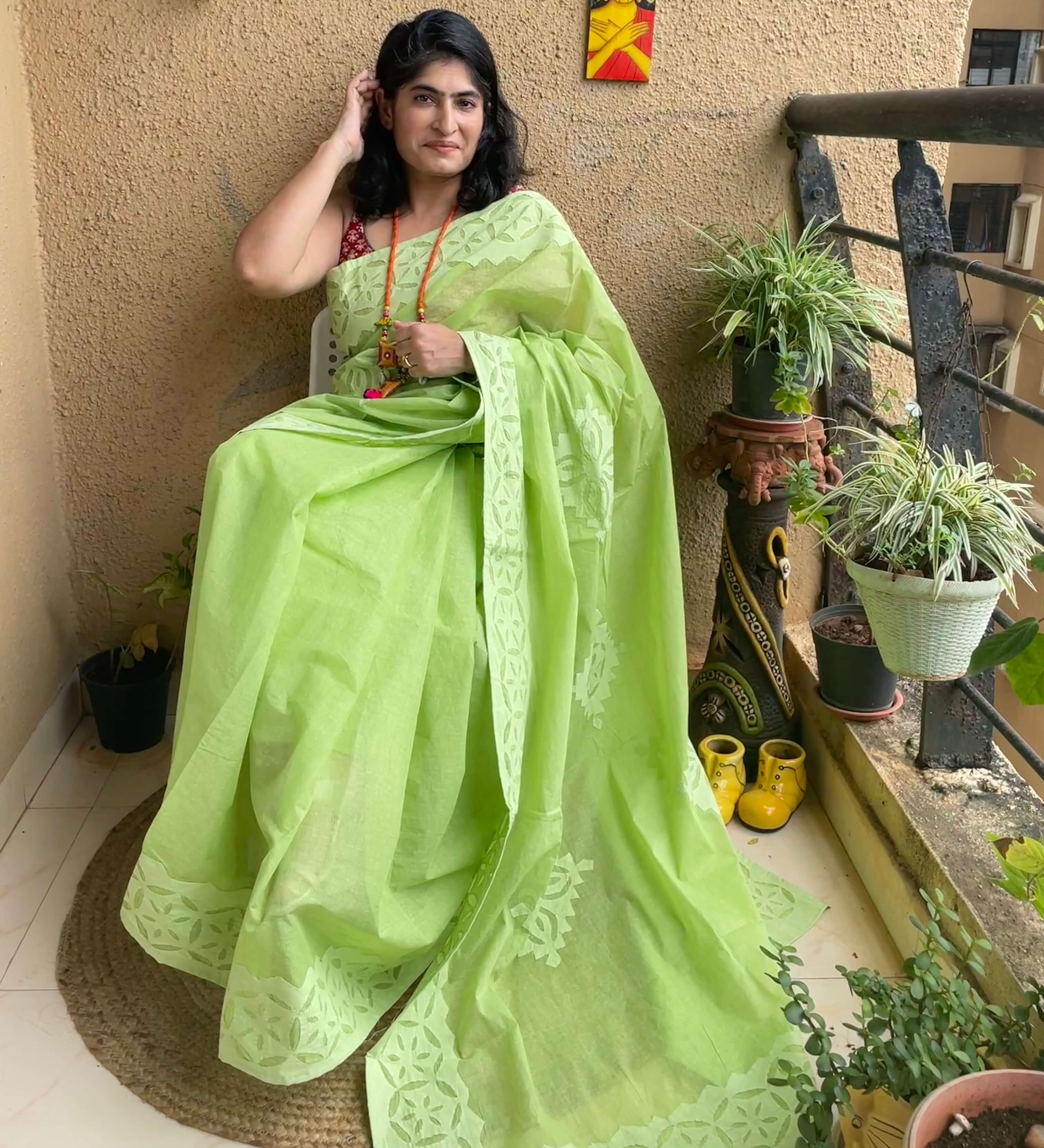 Woven Zari Work Collection Green Cotton Indian Saree|SARV121508