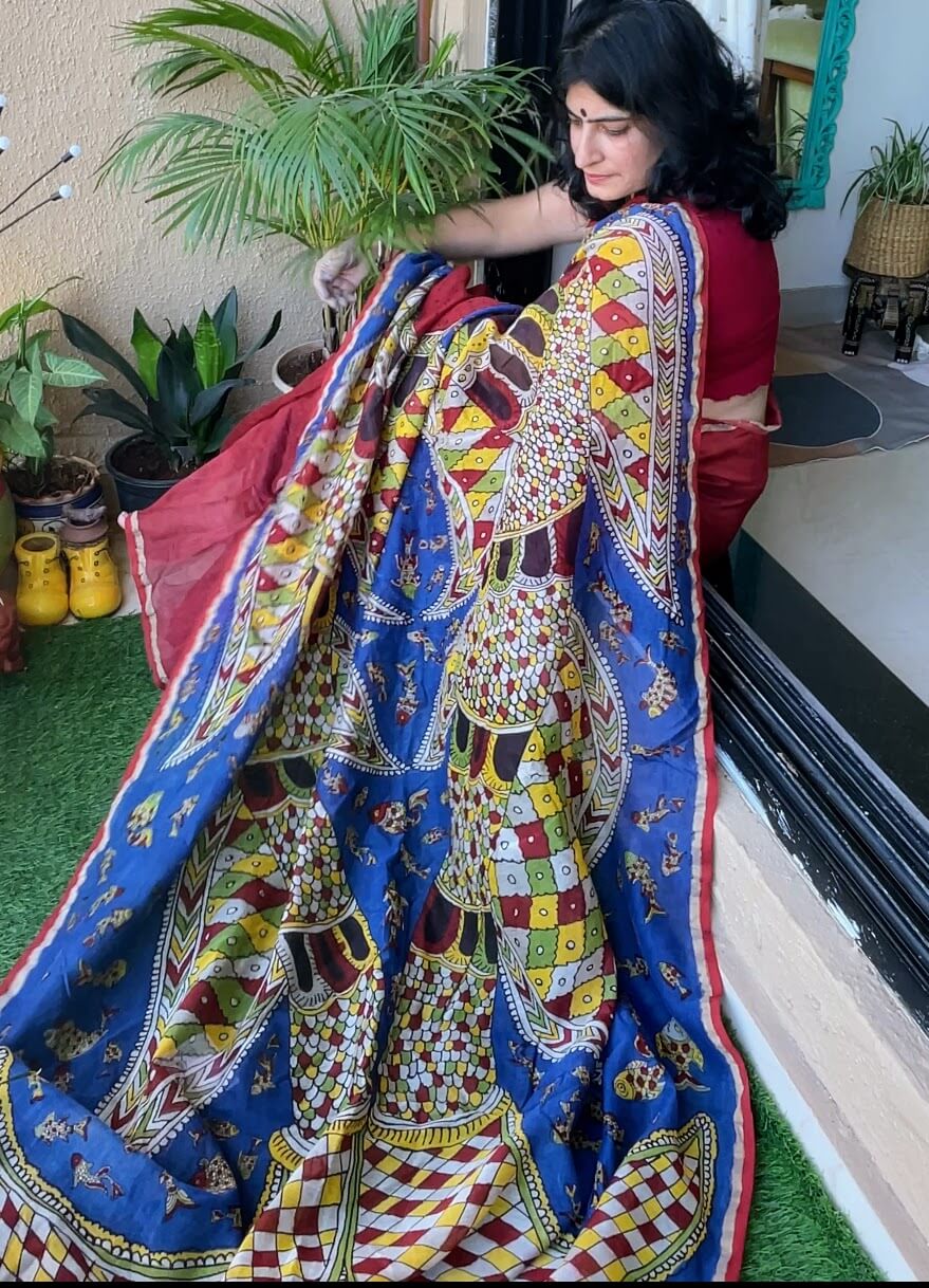 Mata ni Pachedi painted Saree