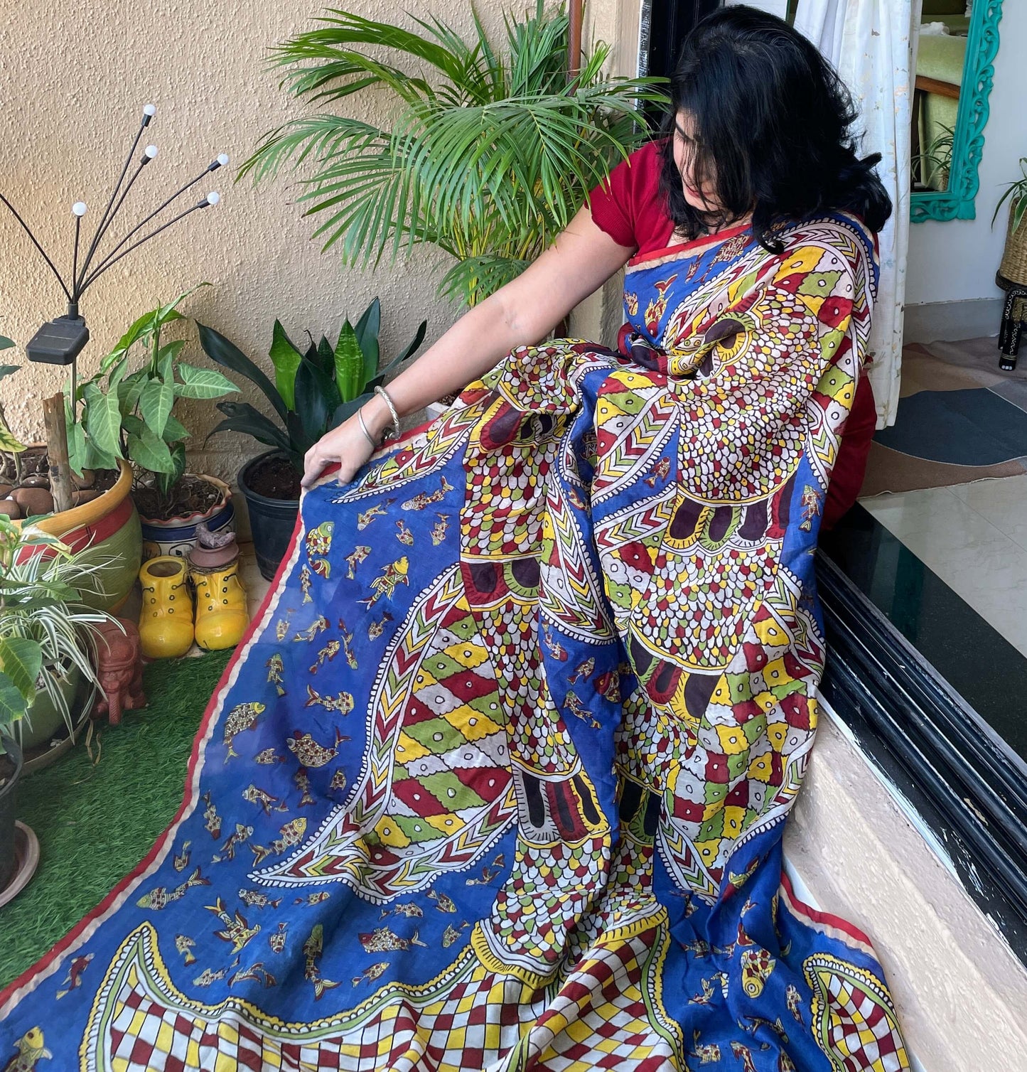 Mata ni Pachedi painted Saree