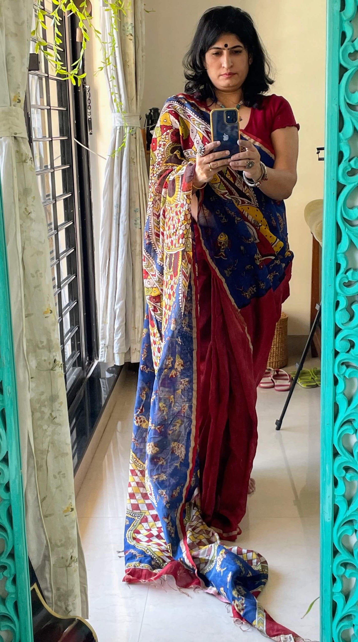 Mata ni Pachedi painted Saree