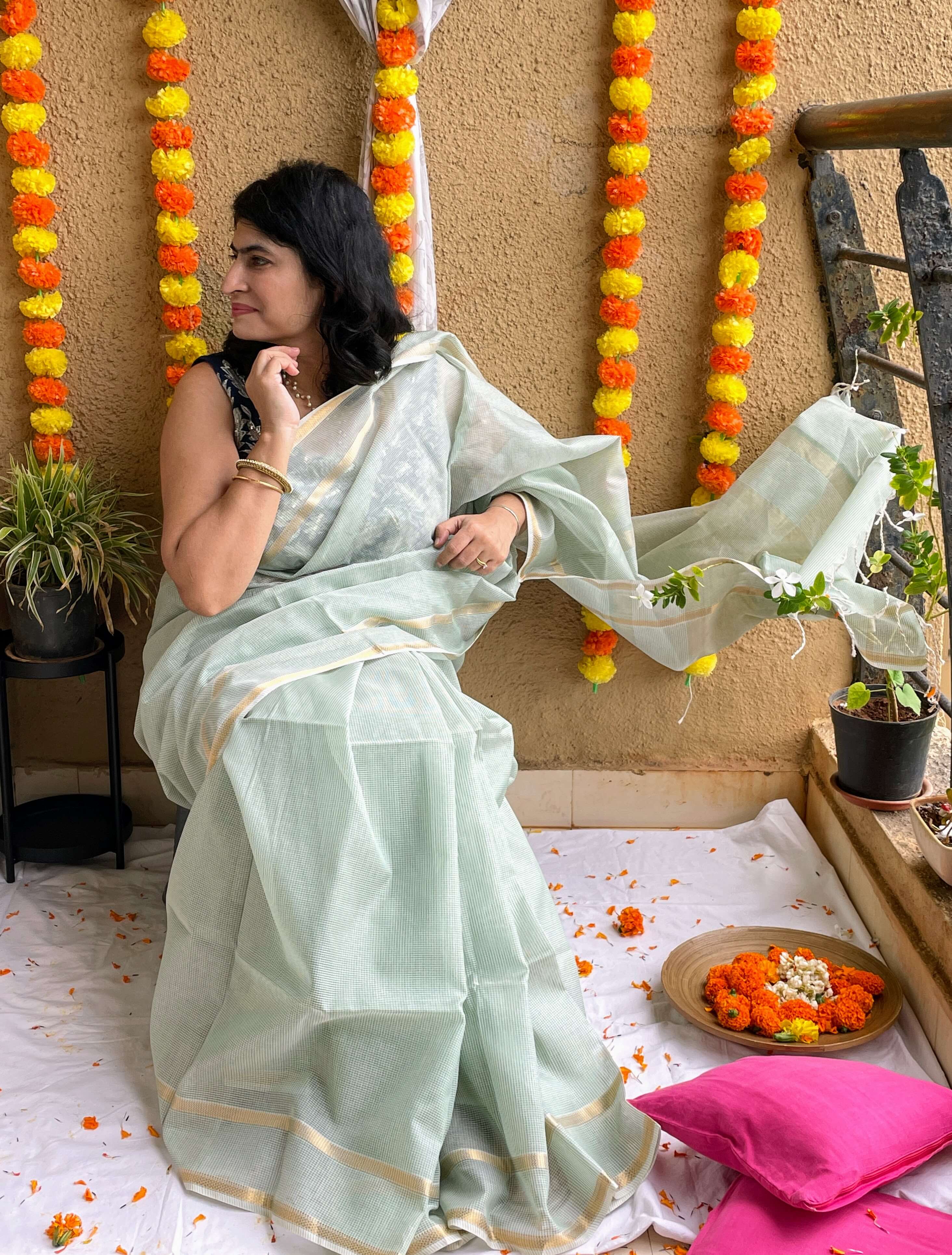 Shop Pastel Green Embroidered Organza Silk Saree Online in USA – Pure  Elegance