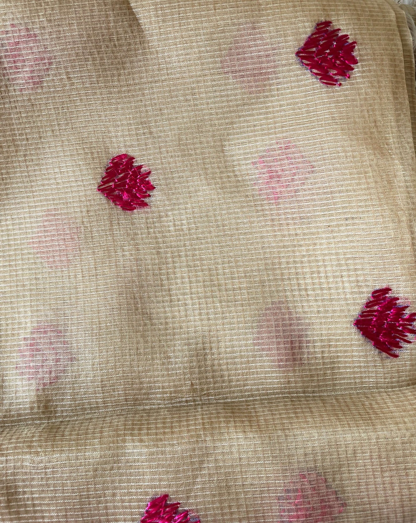 Beige pink Phulkari embroidery Dupatta