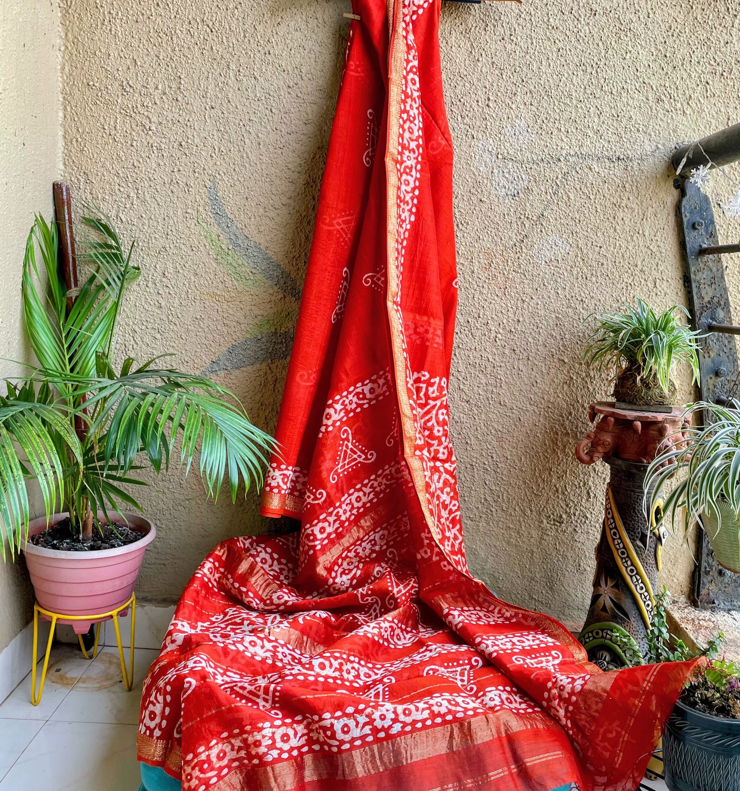 orange red Maheshwari Batik