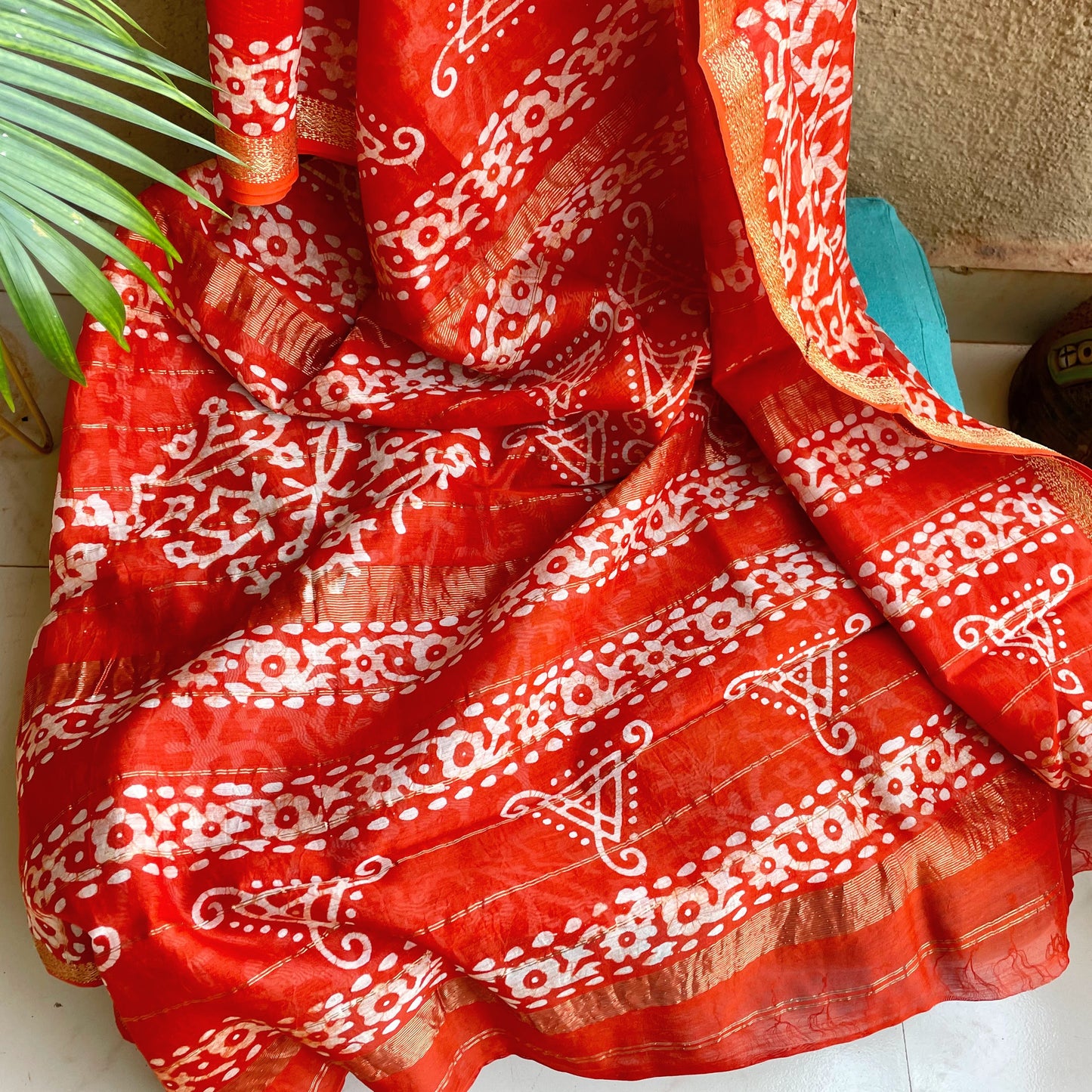 orange red Maheshwari Batik