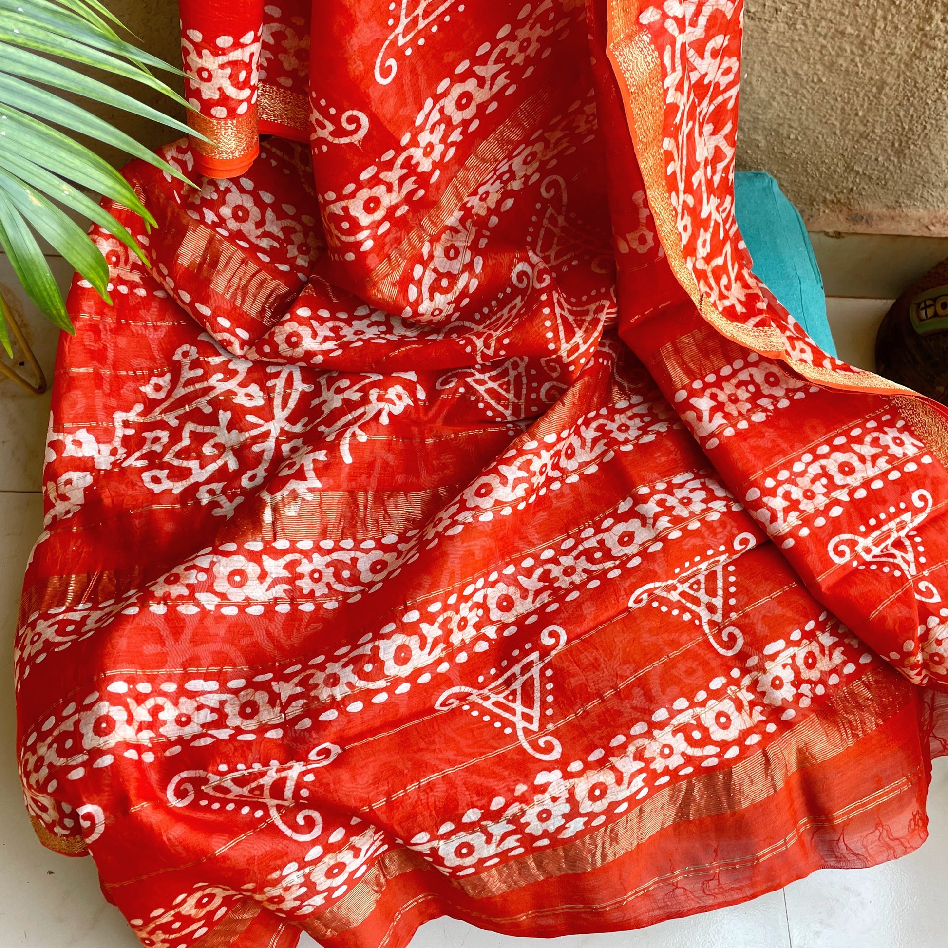 orange red Maheshwari Batik