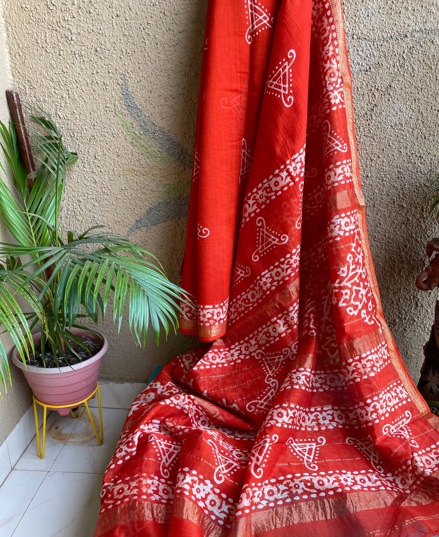 orange red Maheshwari Batik