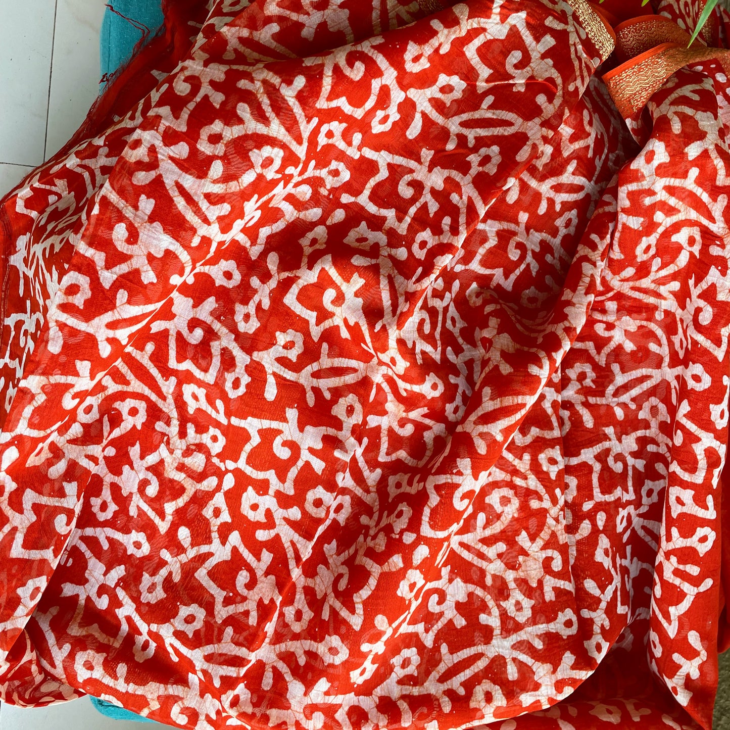 orange red Maheshwari Batik