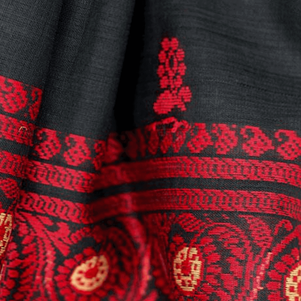 Baluchari Silk - Stunning black and gold zari work on the pallu