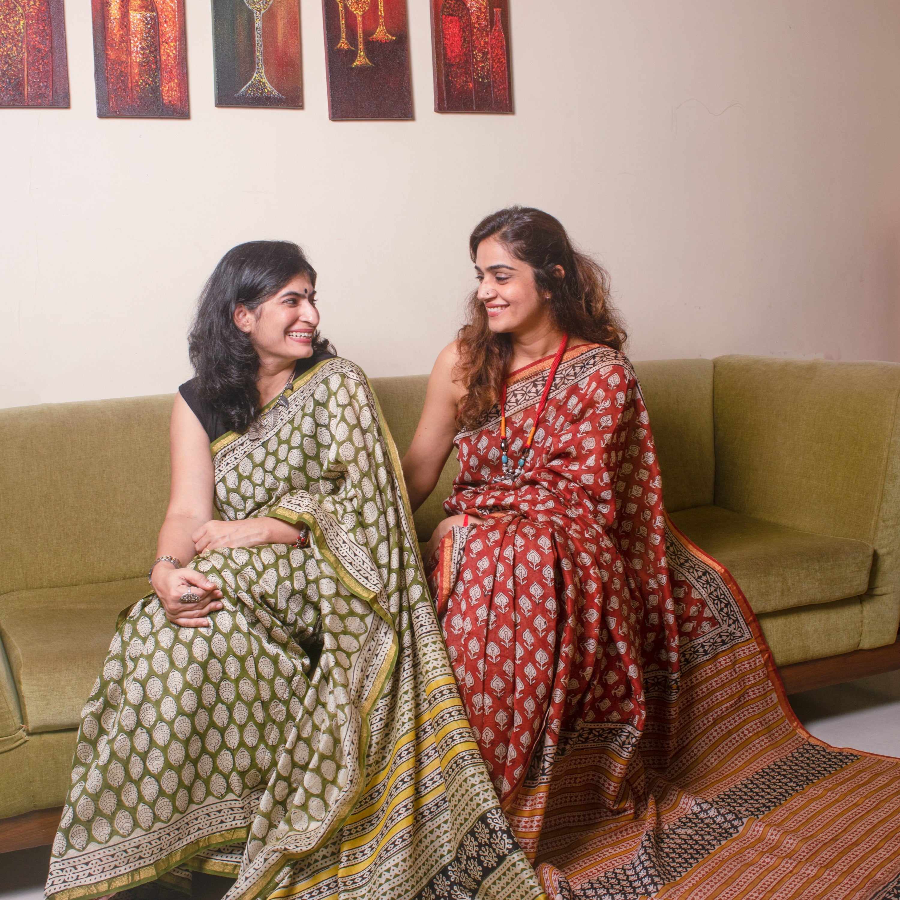 Chanderi Hand Block Printed Sarees – Weavesmart