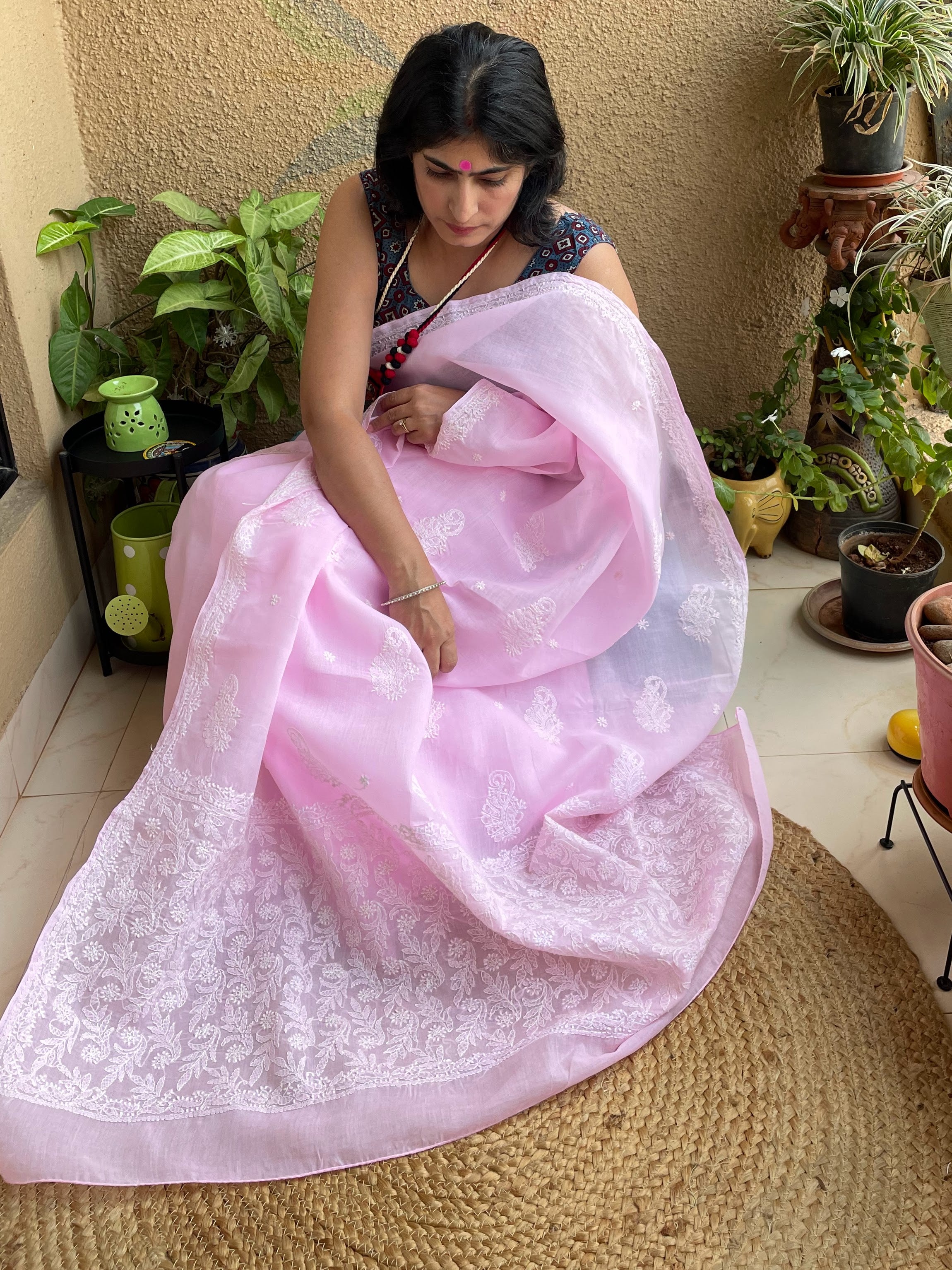 Linen Cotton Saree Pink - Indian Clothes and Jewelry